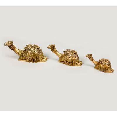 Dekoratif Deve Figürleri 3'lü Zincirli Altın Gold