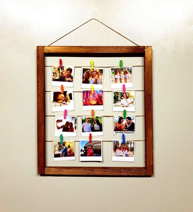 kisiye ozel 12 fotografli ipli mandalli