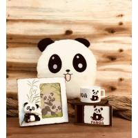 Panda Tasarım Kupa Yastık Çerçeve 3'lü Hediye Seti