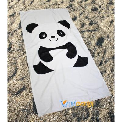 Sevimli Panda Tasarım Plaj Havlusu Dijital Baskılı 75x150