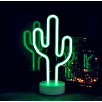 Yeşil Kaktüs Tasarım Neon LED Işıklı Masa Lambası