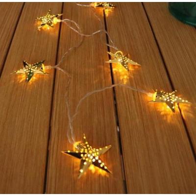 Yılbaşı Ağaç Süslemesi Pilli Gold Renk Yıldız Şerit Led Işık
