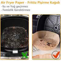 AirFryer Hava Fritözü Pişirme Kağıdı Yağ Geçirmez Yapışmaz Kağıt Yuvarlak Tip 16 Cm 50 Adet
