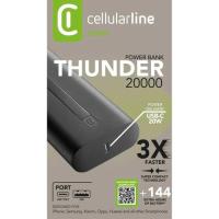 Cellularline Thunder 20.000 Mah Pd Usb-C 20W Taşınabilir Şarj Cihazı Powerbank Siyah