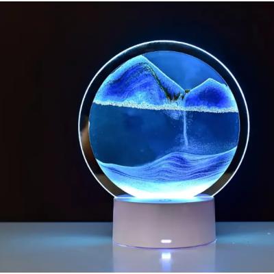 Hareketli Kum Sanatı LED 360 Derece Dönen Gece Lambası Mavi