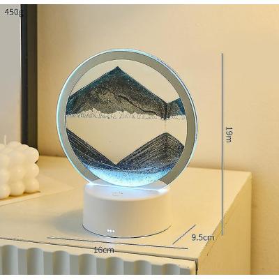 Hareketli Kum Sanatı LED 360 Derece Dönen Gece Lambası Siyah Beyaz
