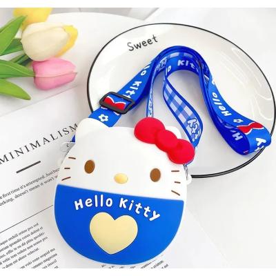 Hello Kitty Mini Silikon Çanta Kalpli Mavi