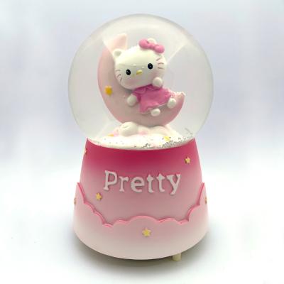 Hello Kitty Pretty Pembe Işıklı Müzikli Otomatik Kar Püskürtmeli Büyük Boy Kar Küresi