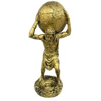 Omuzlarında Dünyayı Taşıyan Kaslı Adam Atlas Heykel Figürü Altın Gold