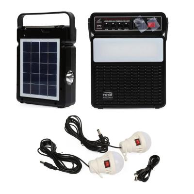 Nns NS-2730LS Solar Güneş Panelli Radyolu Bluetooth Hoparlör Torç LED Fenerli Solar Kamp Lambası Seti 2 Ampul