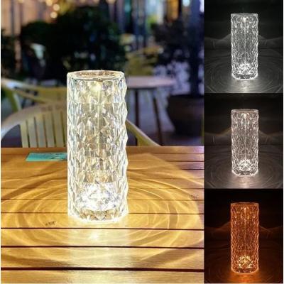 Şarjlı Dokunmatik LED Kristal Diamond Elmas Ambiyans Romantik Gül Masa Lambası 3 Renkli