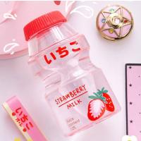 Sevimli Plastik Korean Strawberry Milk Askılı Şişe - Kore Ürünleri