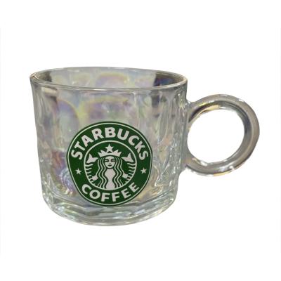 Starbucks Logolu Işıltılı Kulplu Cam Bardak