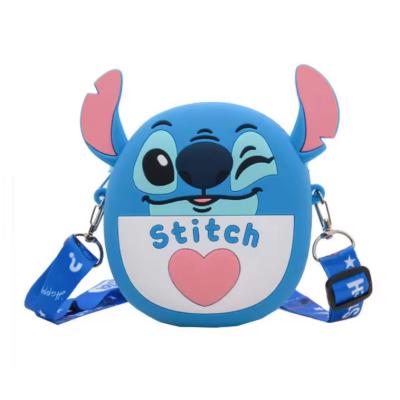 Stitch Mini Popitli Silikon Çanta Kalpli Mavi