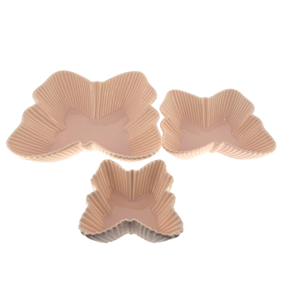 3lü Kelebek Desenli Çerez Reçel Kasesi