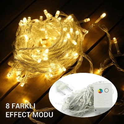 10 Metre Şeffaf Kablolu Fişli Dize İp LED Işık - Günışığı