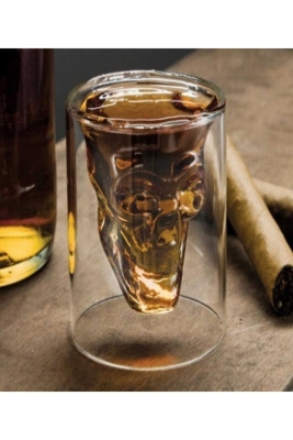 4'lü Içinde Kuru Kafa Beliren Viski Shot Bardağı Seti