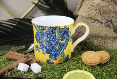 Ancel Porselen Van Gogh İrises Çizimli Özel Kutulu New Bone China Kupa