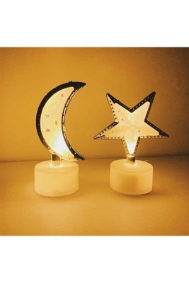 Ay Ve Yıldız Mini Lamba Gold Renk Masa Dekor Led Işık