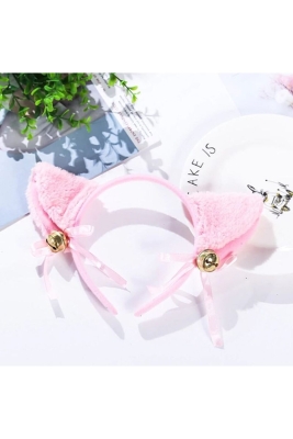 Çanlı Kedi Kulağı Anime Cosplay Taç Pembe