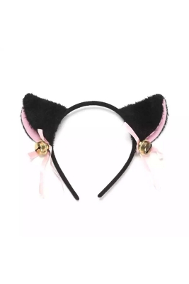 Çanlı Kedi Kulağı Anime Cosplay Taç Siyah