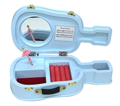 Çello Şeklinde Müzik Kutusu Müzikli Aynalı Kutu Takı Kutusu Mavi