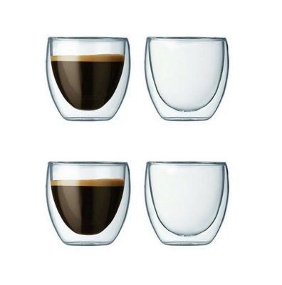 Çift Camlı Espresso Shot Bardak Seti 4 Adet 80ml