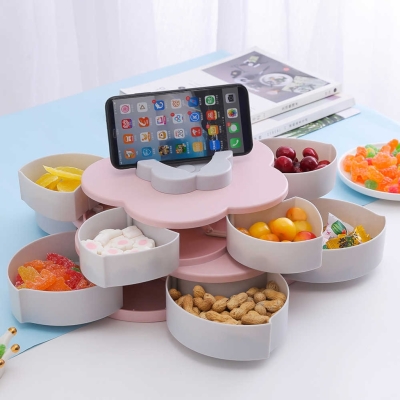 Çok Amaçlı Dönebilen Mekanizmalı Portatif Çift Katlı Çerezlik Saklama Kutusu