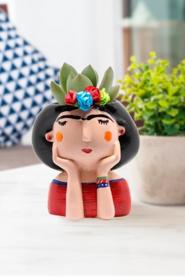 Dekoratif Frida Kahlo Mini Saksı Kaktüs Saksısı