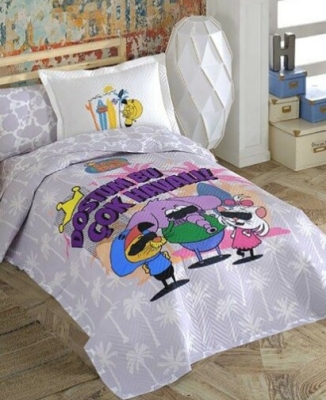 Hobby Lisanslı Kapitoneli Tek Kişilik Kral Şakir - Surf Yatak Örtüsü