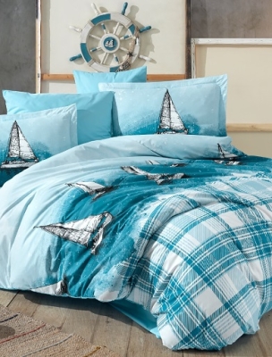 Hobby Poplin Tek Kişilik Nevresim Takımı Maritim Mavi