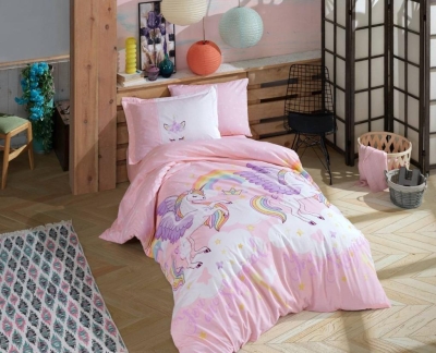 Hobby Unicorn Pembe Poplin Nevresim Takımı %100 Pamuk