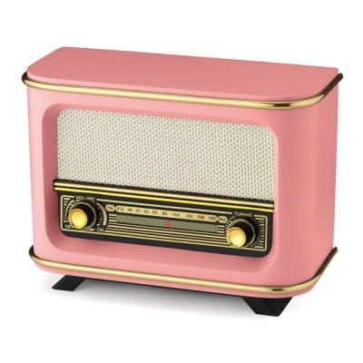 Nostaljik İstanbul Model Ahşap Retro Manuel Radyo Pembe