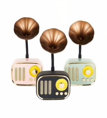 Nostaljik Mini Radyo Gramofon Bluetooth/Radyo/USB/SD Speaker