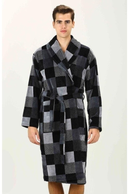 Özdilek Bornoz Hawai Ekose Plaid Şalyaka Siyah/gri XXL