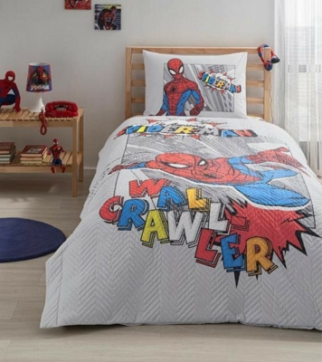 Özdilek Lisanslı Yatak Örtüsü Kapitoneli Spiderman Wall