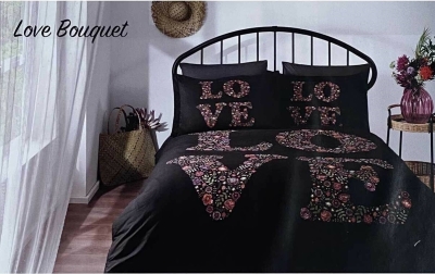 Özdilek Love Bouquet Çift Kişilik Siyah Nevresim Takımı