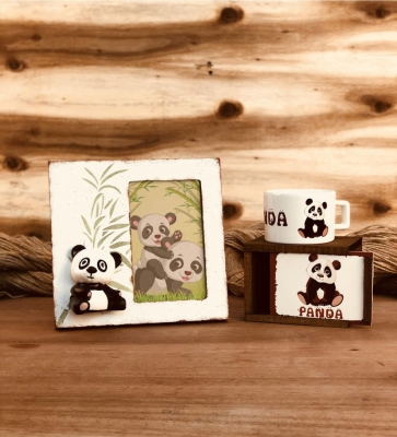 Panda Kutulu Kupa Ve Çerçeve Hediye Seti