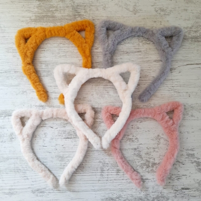 Peluş Tüylü Kedi Kulaklı Taç