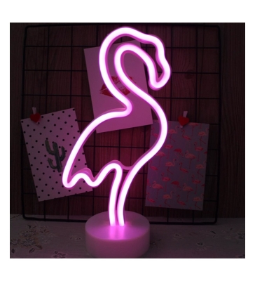 Pembe Flamingo Tasarım Neon LED Işıklı Masa Lambası