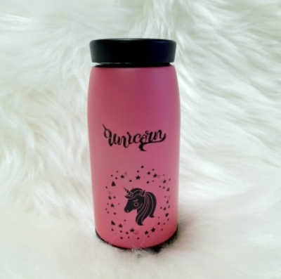Pembe Unicorn Desenli Çelik Termos