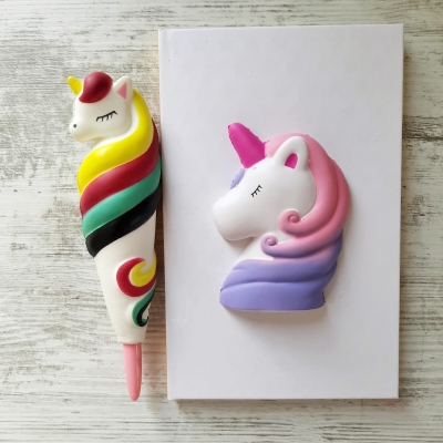 Unicorn Squishy Yumuşak Kokulu Sert Kapaklı Defter Ve Kalem Seti