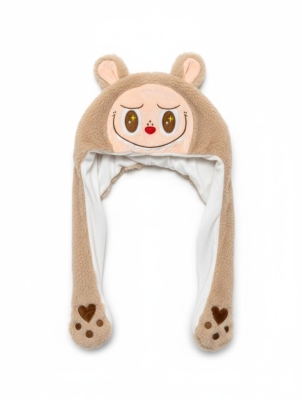 Açık Kahve Labubu Figürlü Işıklı Hareketli Peluş Şapka