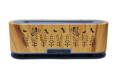 Alev Desenli Ahşap Görünümlü Işıklı Kumandalı Hava Nemlendirici Buhar Makinesi Esansiyel Uçucu Yağ Aroma Difüzörü 2