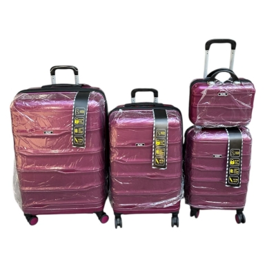 Alpa PP Silikon 4 Boy Bavul Makyaj Tıraş Çantası Seti Mor