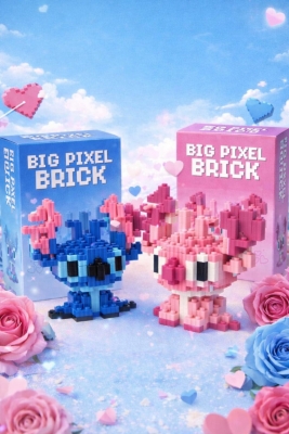 Angel & Stitch Tasarımlı 2 Kutu Büyük Parçalı Blok Oyuncak Seti Big Pixel Brick Seti