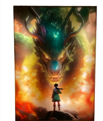 Attack On Titan Eren Yeager USBli Led Işık Boyama Dekoratif Ahşap Çerçeve