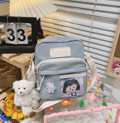 Ayıcık Figürlü Okul Çantası Omuz Çantası Mavi