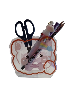 Ayıcık Şeklinde Şeffaf Plastik Masaüstü Kalemlik Kalem Kutusu