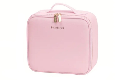 Aynalı Çok Bölmeli Pembe Makyaj Çantası